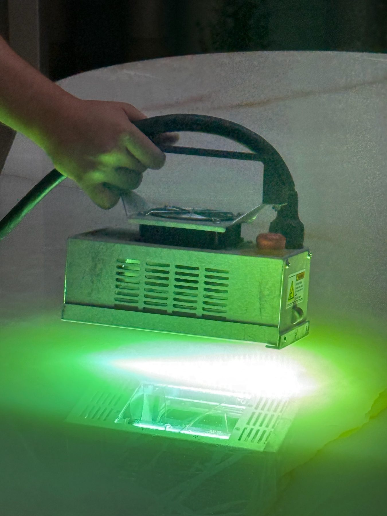 UV curing MORE AntiEtch® coating on marble at RH Paris